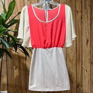 A+ Ellen Red and Cream Dress